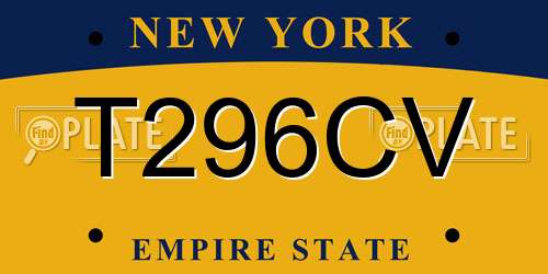 T296CV New York License Plate