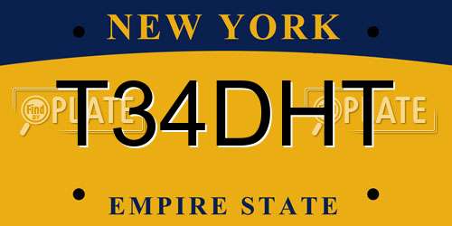 T34DHT New York License Plate