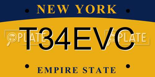 T34EVC New York License Plate