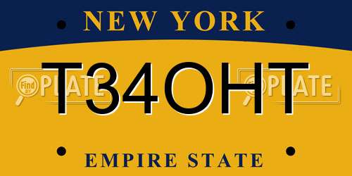 T34OHT New York License Plate