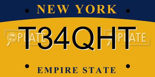 T34QHT New York License Plate