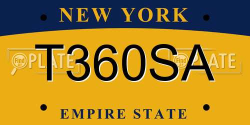 T360SA New York License Plate
