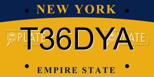 T36DYA New York License Plate