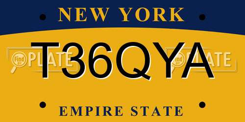 T36QYA New York License Plate