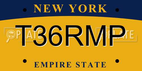 T36RMP New York License Plate