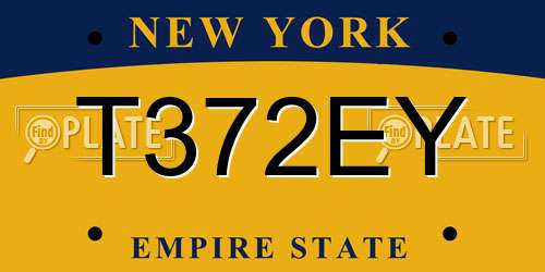 T372EY New York License Plate