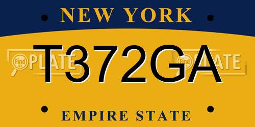 T372GA New York License Plate
