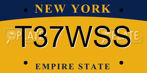 T37WSS New York License Plate