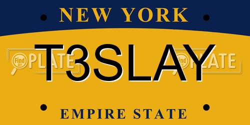 T3SLAY New York License Plate