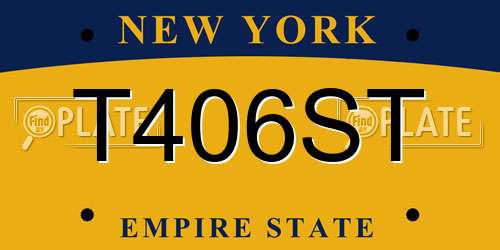 T406ST New York License Plate