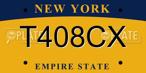 T408CX New York License Plate