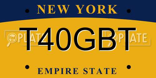 T40GBT New York License Plate