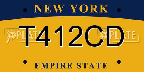 T412CD New York License Plate