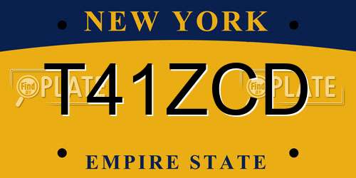 T41ZCD New York License Plate