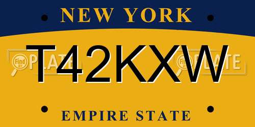 T42KXW New York License Plate