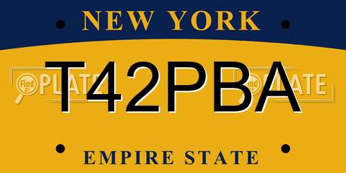 T42PBA New York License Plate