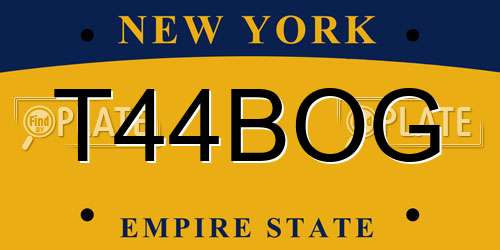 T44BOG New York License Plate