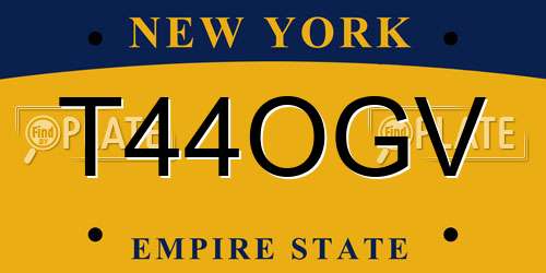 T44OGV New York License Plate