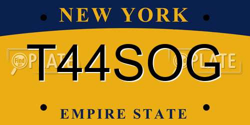T44SOG New York License Plate