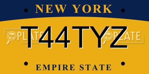 T44TYZ New York License Plate