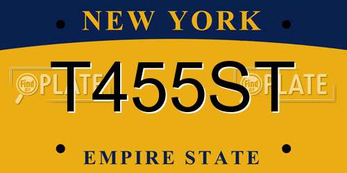 T455ST New York License Plate