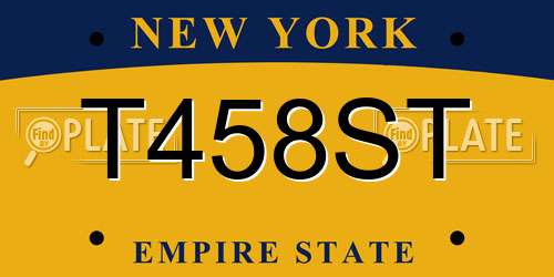 T458ST New York License Plate