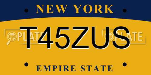 T45ZUS New York License Plate