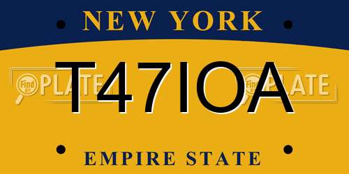 T47IOA New York License Plate