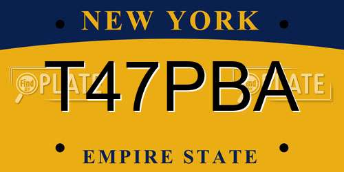 T47PBA New York License Plate