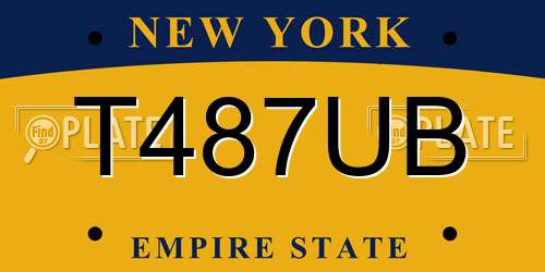 T487UB New York License Plate