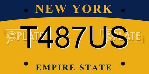 T487US New York License Plate