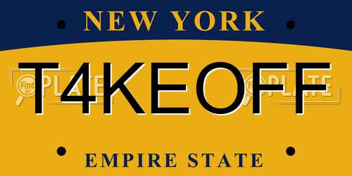T4KEOFF New York License Plate
