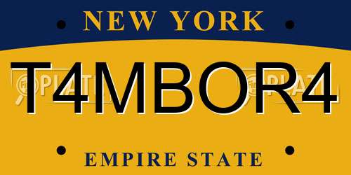 T4MBOR4 New York License Plate