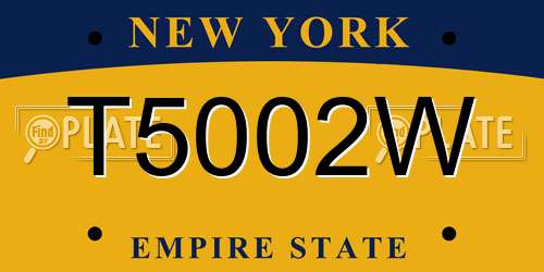 T5002W New York License Plate