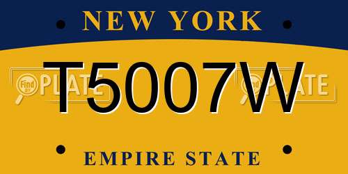 T5007W New York License Plate