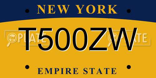 T500ZW New York License Plate