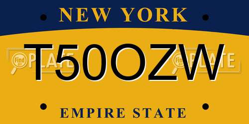 T50OZW New York License Plate