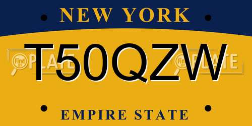 T50QZW New York License Plate