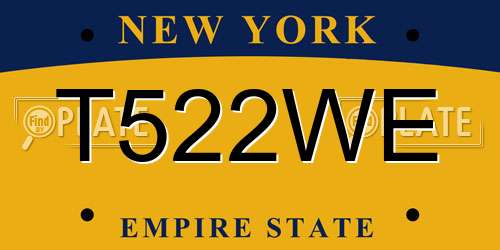 T522WE New York License Plate