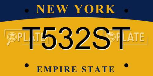 T532ST New York License Plate