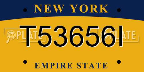 T53656I New York License Plate