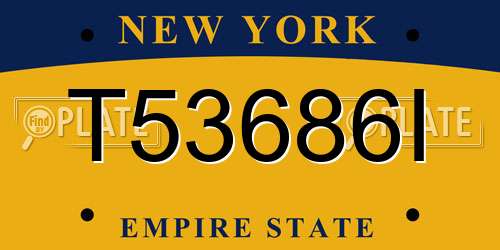 T53686I New York License Plate