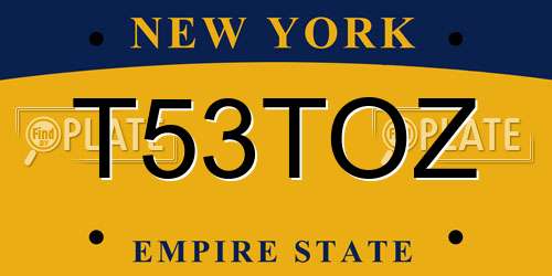 T53TOZ New York License Plate