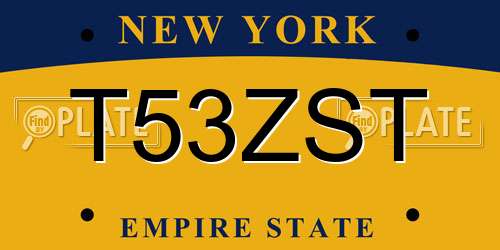T53ZST New York License Plate