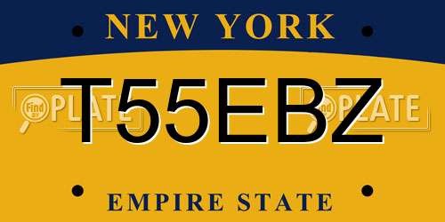 T55EBZ New York License Plate