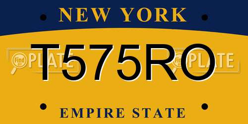 T575RO New York License Plate