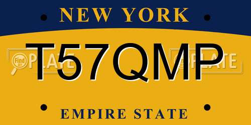 T57QMP New York License Plate