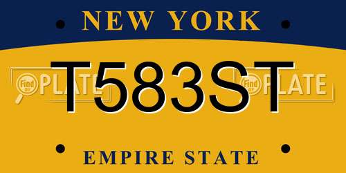 T583ST New York License Plate