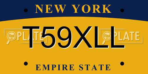 T59XLL New York License Plate