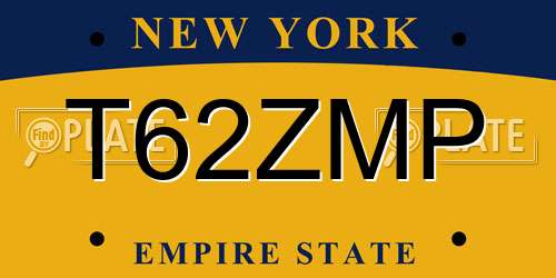 T62ZMP New York License Plate